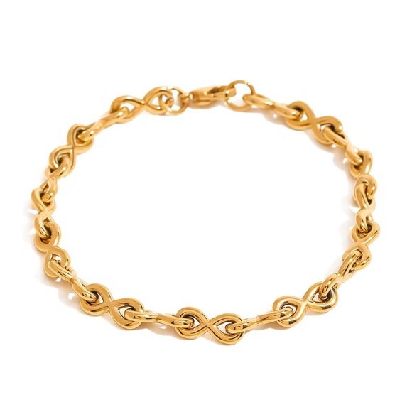 18K Gold Plated - Infinity Link Bracelet - Picture 1 of 6